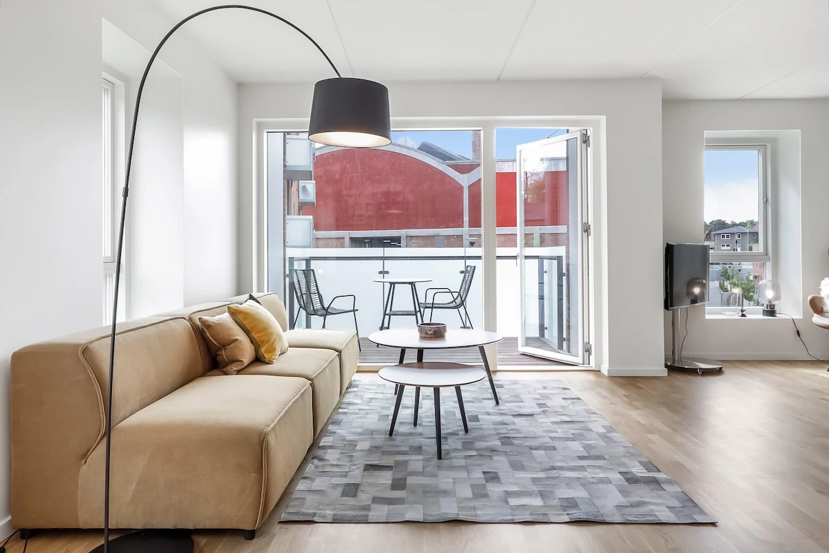 Stue og altan i Tekstilparken